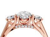 Rose gold Marquise Cut Diamond Three-Stone Engagement Ring with Prong Setting and Pavé Band_7