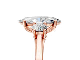 Rose gold Marquise Cut Diamond Three-Stone Engagement Ring with Prong Setting and Pavé Band_8
