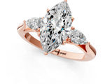 Rose gold Marquise Cut Diamond Three-Stone Ring with Pear Side Stones and Four-Prong Setting_105