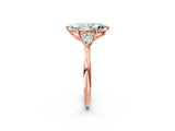 Rose gold Marquise Cut Diamond Three-Stone Ring with Pear Side Stones and Four-Prong Setting_106