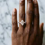 Rose gold Marquise Cut Diamond Three-Stone Ring with Pear  Side Stones and Prong Setting_116
