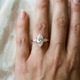 Rose gold Marquise Cut Diamond Three-Stone Ring with Pear  Side Stones and Prong Setting_119