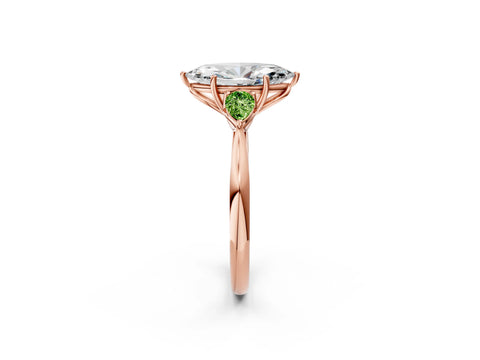 Rose gold Marquise Cut Diamond Three-Stone Ring with Pear with Peridot side stone Side Stones and Prong Setting_2