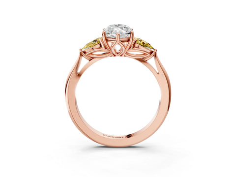 Rose gold Marquise Cut Diamond Three-Stone Ring with Pear with Yellow Sapphire side stone Side Stones and Prong Setting_3