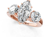 Rose gold Marquise Cut Diamond Three-Stone Ring with Prong Setting and Classic Band_111