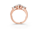 Rose gold Marquise Cut Diamond Three-Stone Ring with Prong Setting and Classic Band_113
