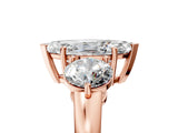 Rose gold Marquise Cut Diamond Three-Stone Ring with Prong Setting and Classic Band_115