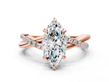 Rose gold Marquise Cut Diamond Twist Band Solitaire with Prong Setting_73