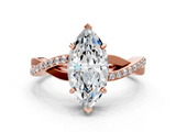 Rose gold Marquise Cut Diamond Twisted Band Engagement Ring with Prong Setting_15