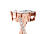 Rose gold Marquise Cut Diamond Twisted Band Engagement Ring with Prong Setting_20