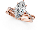 Rose gold Marquise Cut Diamond Twisted Band with Pavé Setting and Four-Prong Setting_34
