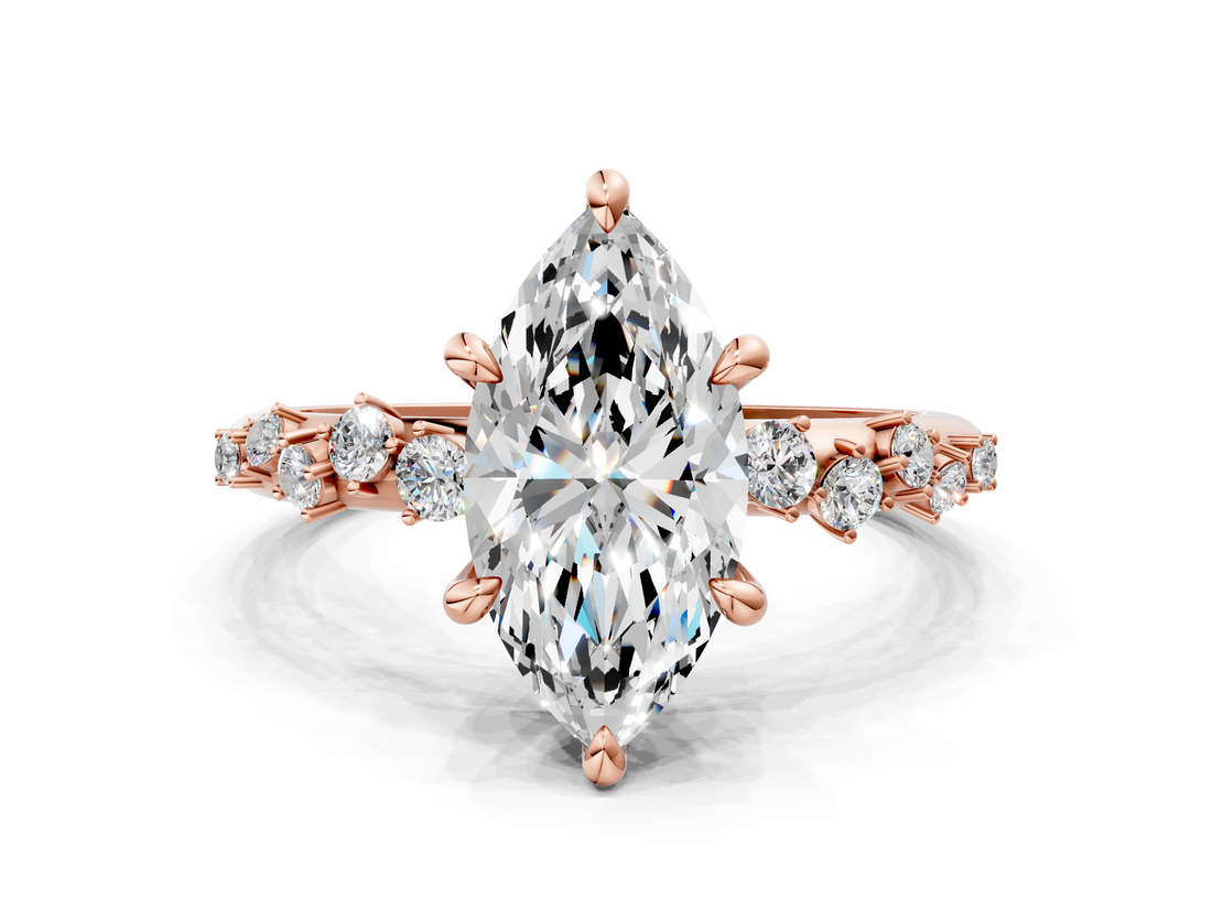 Rose gold Marquise Cut Diamond Vine Band with Four-Prong Setting_59