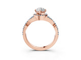 Rose gold Marquise Cut Diamond with Aquamarine side stone Halo Twist Band Solitaire Prong Setting Ring_15