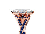 Rose gold Marquise Cut Diamond with Blue Sapphire side stone Halo Twist Band Solitaire Prong Setting Ring_53