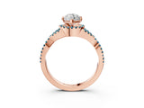 Rose gold Marquise Cut Diamond with Blue Topaz side stone Halo Twist Band Solitaire Prong Setting Ring_15