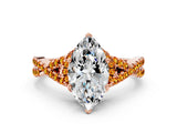 Rose gold Marquise Cut Diamond with Citrine side stone Halo Twist Band Solitaire Prong Setting Ring_24