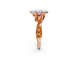 Rose gold Marquise Cut Diamond with Citrine side stone Halo Twist Band Solitaire Prong Setting Ring_26