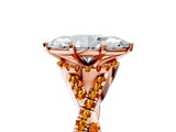 Rose gold Marquise Cut Diamond with Citrine side stone Halo Twist Band Solitaire Prong Setting Ring_29