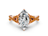 Rose gold Marquise Cut Diamond with Citrine side stone Halo Twist Band Solitaire Prong Setting Ring_30