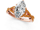 Rose gold Marquise Cut Diamond with Citrine side stone Halo Twist Band Solitaire Prong Setting Ring_31