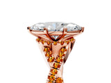 Rose gold Marquise Cut Diamond with Citrine side stone Halo Twist Band Solitaire Prong Setting Ring_35
