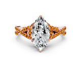Rose gold Marquise Cut Diamond with Citrine side stone Halo Twist Band Solitaire Prong Setting Ring_42