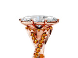 Rose gold Marquise Cut Diamond with Citrine side stone Halo Twist Band Solitaire Prong Setting Ring_47