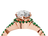 Rose gold Marquise Cut Diamond with Emerald side stone Halo Twist Band Solitaire Prong Setting Ring_16