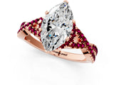 Rose gold Marquise Cut Diamond with Garnet side stone Halo Twist Band Solitaire Prong Setting Ring_25