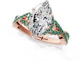 Rose gold Marquise Cut Diamond with Green Sapphire side stone Halo Twist Band Solitaire Prong Setting Ring_43