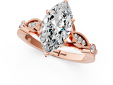 Rose gold Marquise Cut Diamond with Milgrain Marquise and Bezel Accents on a Solitaire Band with Prong Setting_201