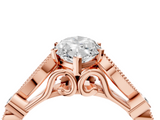 Rose gold Marquise Cut Diamond with Milgrain Marquise and Bezel Accents on a Solitaire Band with Prong Setting_204