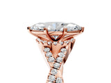 Rose gold Marquise Cut Diamond with Moissanite side stone Halo Twist Band Solitaire Prong Setting Ring_17