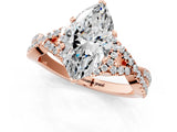 Rose gold Marquise Cut Diamond with Moissanite side stone Halo Twist Band Solitaire Prong Setting Ring_25