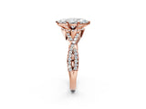 Rose gold Marquise Cut Diamond with Moissanite side stone Halo Twist Band Solitaire Prong Setting Ring_26