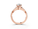Rose gold Marquise Cut Diamond with Moissanite side stone Halo Twist Band Solitaire Prong Setting Ring_27