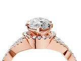 Rose gold Marquise Cut Diamond with Moissanite side stone Halo Twist Band Solitaire Prong Setting Ring_28