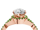Rose gold Marquise Cut Diamond with Peridot side stone Halo Twist Band Solitaire Prong Setting Ring_16