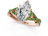 Rose gold Marquise Cut Diamond with Peridot side stone Halo Twist Band Solitaire Prong Setting Ring_43