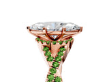 Rose gold Marquise Cut Diamond with Peridot side stone Halo Twist Band Solitaire Prong Setting Ring_47