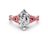 Rose gold Marquise Cut Diamond with Pink Sapphire side stone Halo Twist Band Solitaire Prong Setting Ring_12