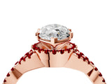 Rose gold Marquise Cut Diamond with Ruby side stone Halo Twist Band Solitaire Prong Setting Ring_46