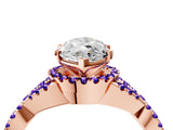 Rose gold Marquise Cut Diamond with Tanzanite side stone Halo Twist Band Solitaire Prong Setting Ring_16