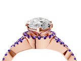 Rose gold Marquise Cut Diamond with Tanzanite side stone Halo Twist Band Solitaire Prong Setting Ring_28