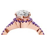 Rose gold Marquise Cut Diamond with Tanzanite side stone Halo Twist Band Solitaire Prong Setting Ring_34