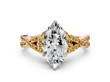 Rose gold Marquise Cut Diamond with Yellow Sapphire side stone Halo Twist Band Solitaire Prong Setting Ring_30