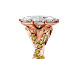 Rose gold Marquise Cut Diamond with Yellow Sapphire side stone Halo Twist Band Solitaire Prong Setting Ring_35