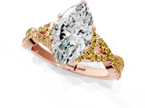 Rose gold Marquise Cut Diamond with Yellow Sapphire side stone Halo Twist Band Solitaire Prong Setting Ring_43
