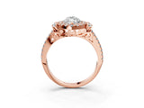 Rose gold Marquise Cut Double Halo Diamond Engagement Ring with Pave Band and Four-Prong Setting_46