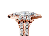 Rose gold Marquise Cut Double Halo Diamond Engagement Ring with Pave Band and Four-Prong Setting_48